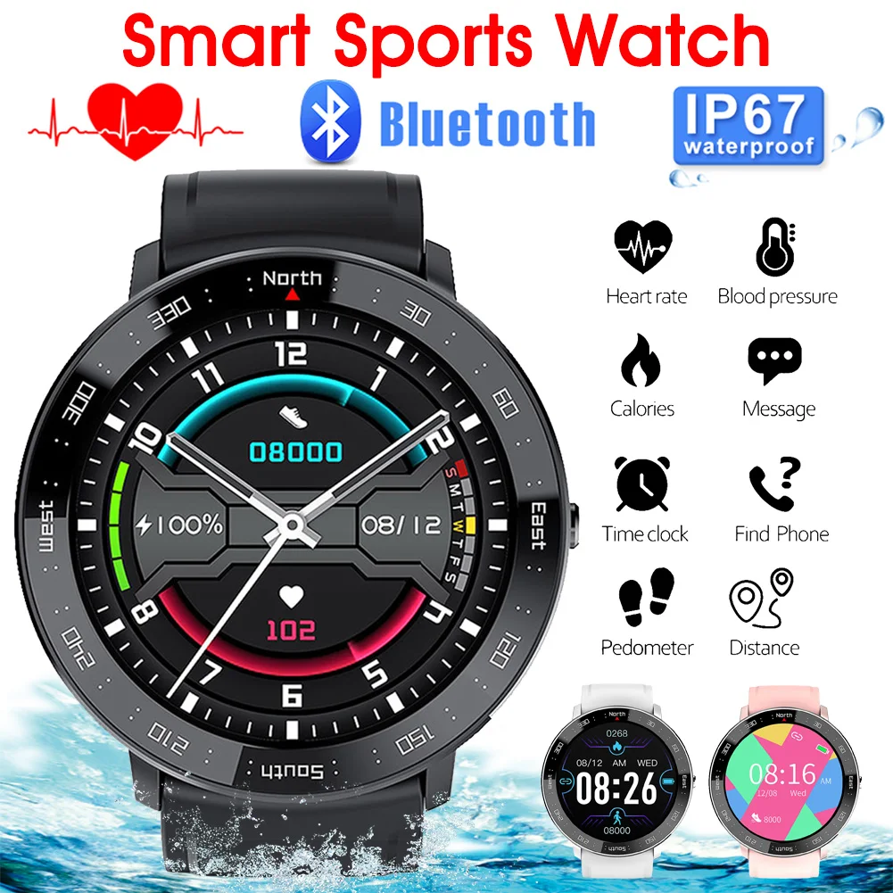 

Lightweight Smart Watch Bluetooth Health Tracker 1.28" Touch Screen Heart Rate Sleep Monitor for Android iOS