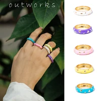 new ins creative cute double layer colorful heart ring vintage drop oil metal heart rings for women girls fashion jewelry