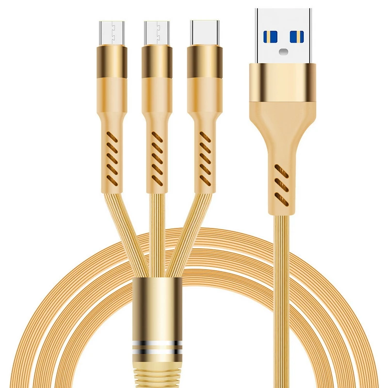 3 в 1 USB кабель для iPhone Xs Max Xr X 8 7 быстрое зарядное устройство Type C c Micro Мобильный
