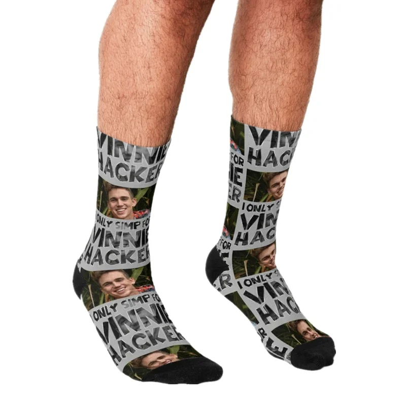 

2021 Funny Men's socks I Only Simp For Vinnie Hacker hip hop Men Happy Socks harajuku cute boys street style Crazy Socks for men