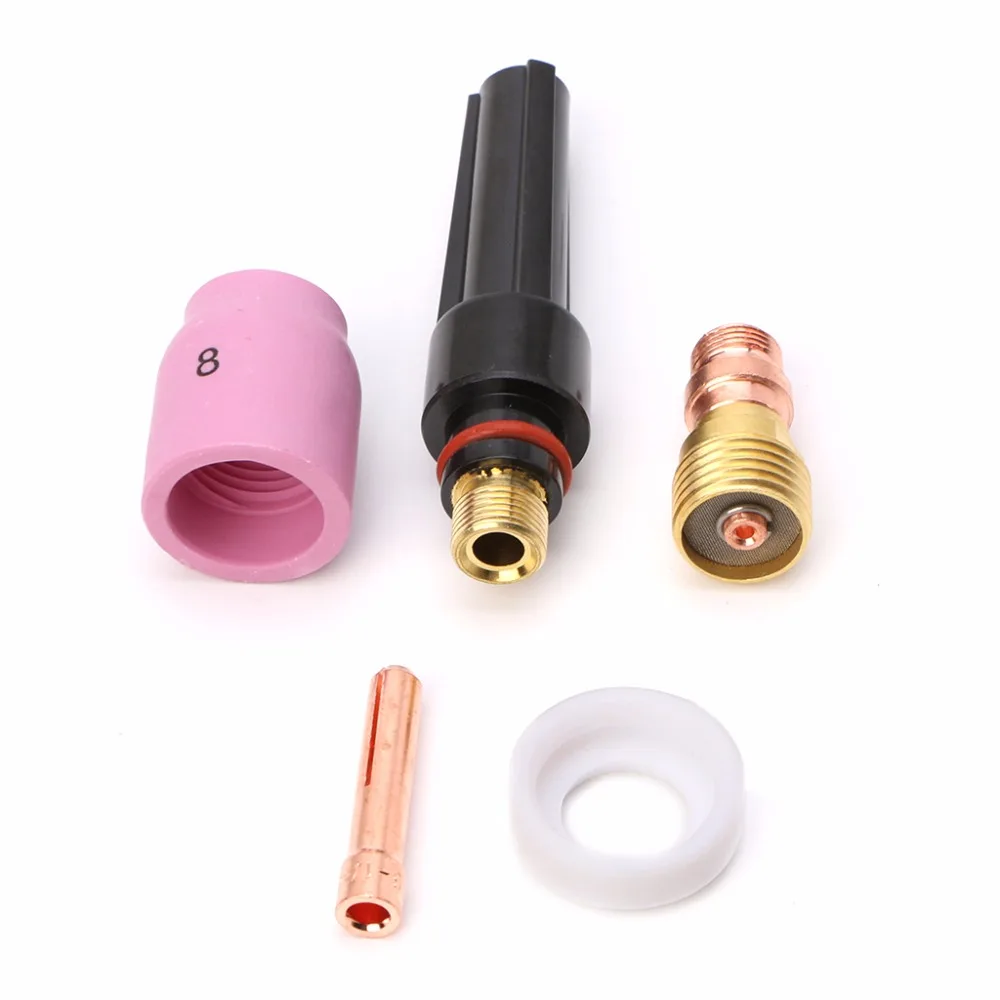 

5PCS Tig Welding Torch Stubby Cup Gas Collet Body Lens Kit Soldering Supplies