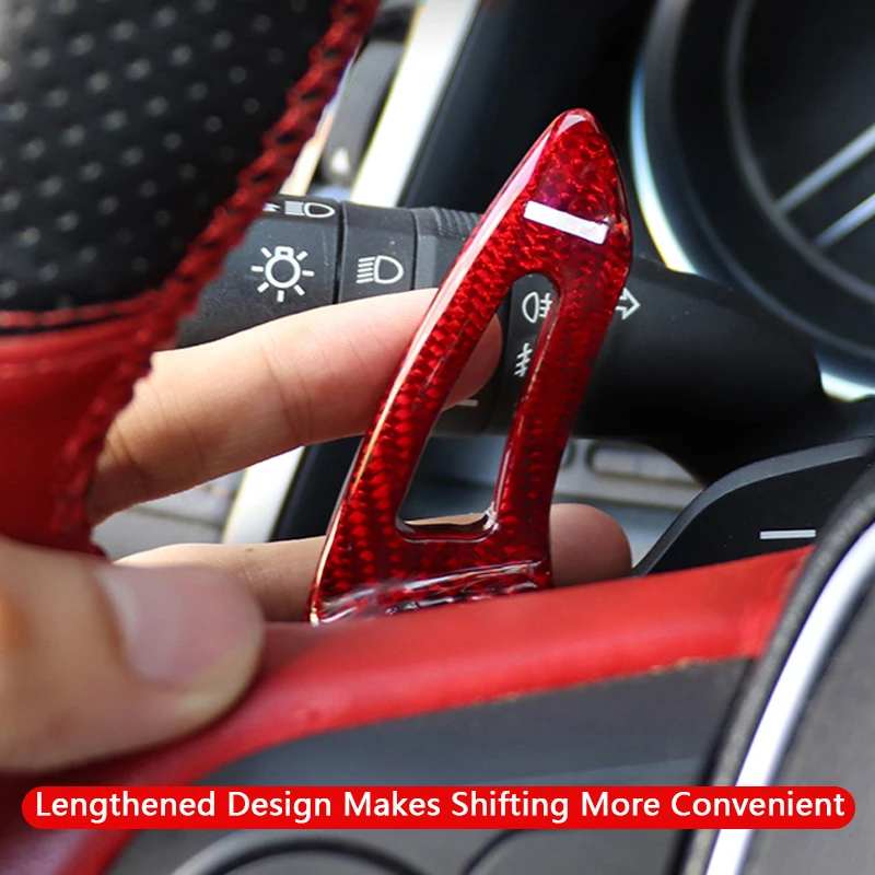 

QHCP Car Steering Wheel Shift Paddle Shifter Stickers 1Pair Aluminium Alloy Carbon Fiber Style For Toyota Camry 2018 Accessories