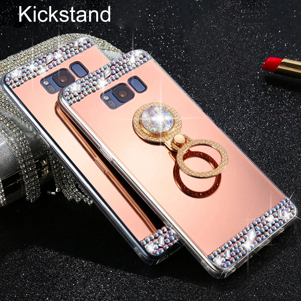 LLZ.COQUE роскошный 3D Блестящий зеркальный чехол с подставкой или Samsung A3 A5 A6 A8 J3 J4 J5 J6