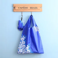 2 styles flower print shopping bag home travel nylon recycle storage grocery foldable reusable eco handbag tote pouch