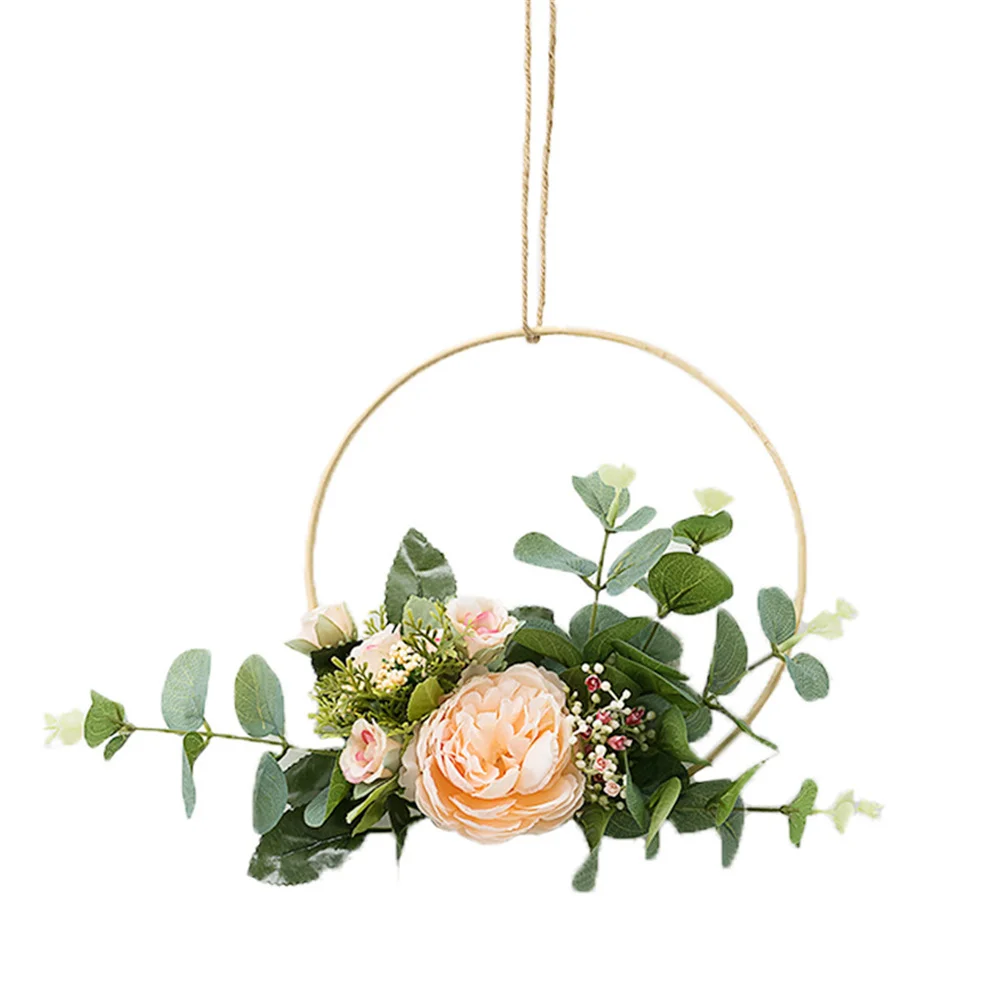 

2021 New Arrived 15cm/19cm Artificial Rose Flower Wreath Hanging Silk Garland Wedding Home Party Door Decor Artificial Flower
