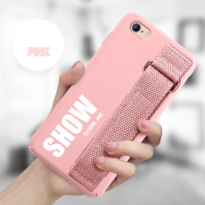 Чехол для iPhone 11 Pro Max 11Pro XS XR 8 7 6 6S Plus чехол Мягкая силиконовая матовая задняя крышка ремешок чехол для телефона Funda Caphina - Цвет: Pink
