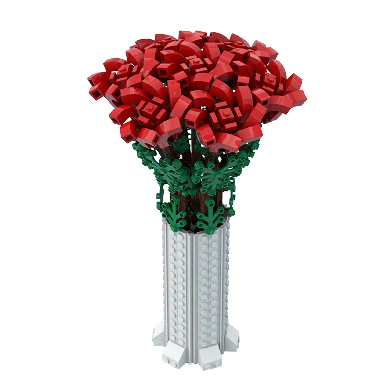 

MOC Flowers Small Bouquet of Roses Building Blocks Kit Potted Plant Vase Bricks Home Decoration Idea Assemble Toys For Kid Gifts