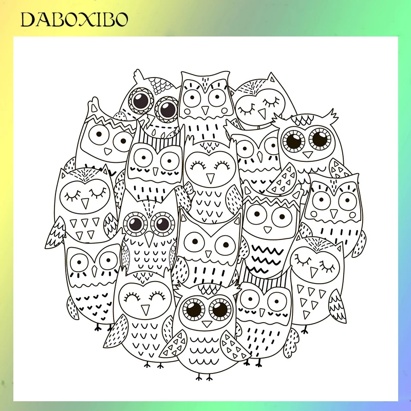 

DABOXIBO Many Owls Clear Stamps For DIY Scrapbooking/Card Making/Photo Album Silicone Decorative Crafts 13X13