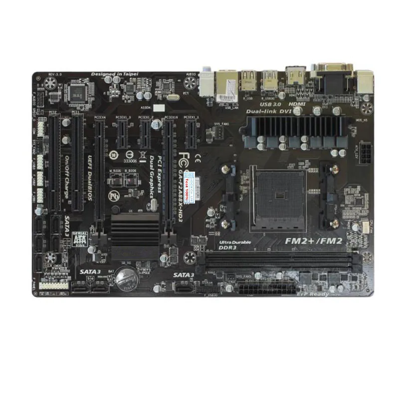 Для Gigabyte GA-F2A88XM-HD3 компьютера USB3.0 SATAIII материнская плата FM2 + DDR3 A88X б/у для