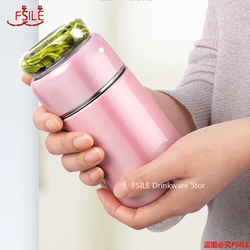 

200/300ml Fashion Couple Stainless Steel Mini Thermos Tea Bottle Portable Tea and Water Separation Tea Cup with Tea Divider