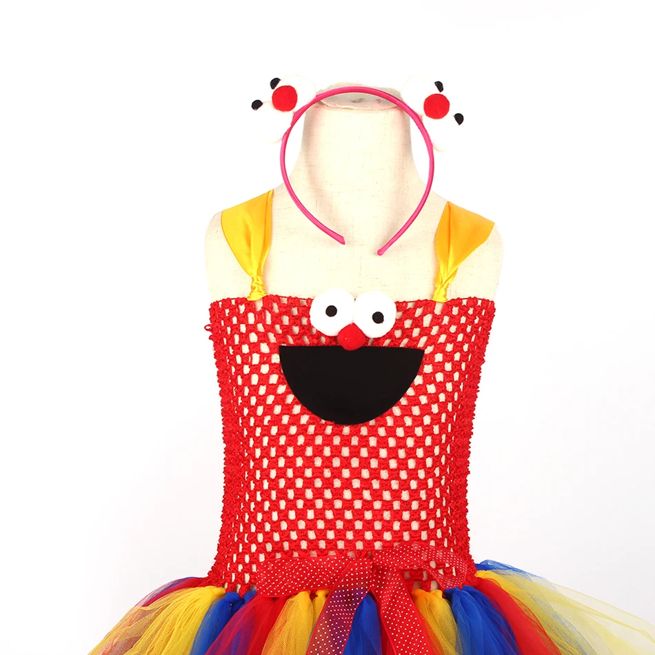 Платье для девочек красное с принтом Элмо платье пачка со шлейфом птиц
