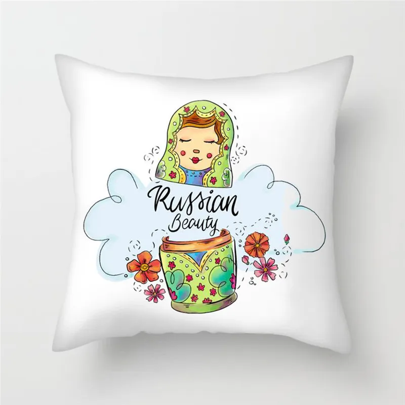 Русская кукла узор чехол для подушки из полиэстера с героями мультфильмов