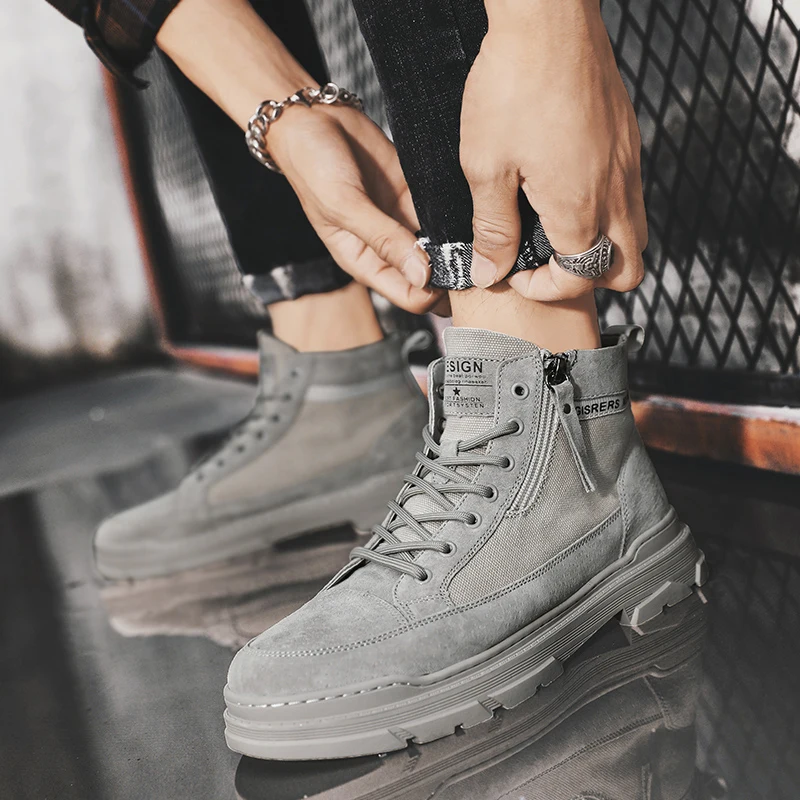 

Spring Autumn Casual Boots Men Designer Army Combat Boots For Men Leather Outdoor Boot Mens Rubber Anti-Slip Man Tactical Shoes