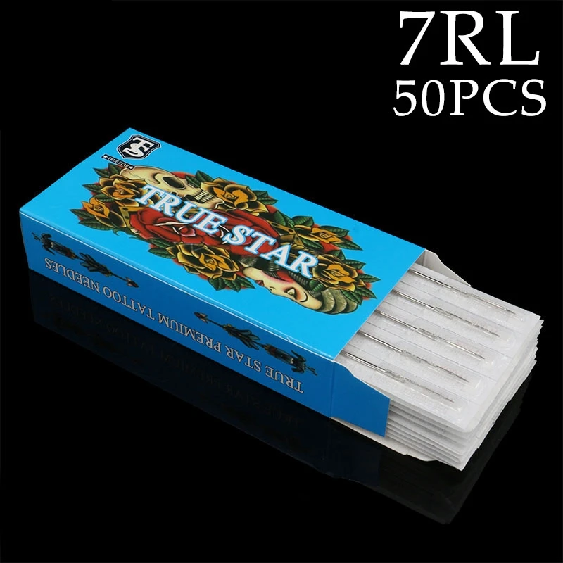 50pcs 7RL Assorted Sterilized Tattoo Needles Round Stainless Steel For Machine Microblading Permanent Makeup Naalden | Красота и