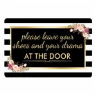 Забавный коврик с надписью Remove Your Shoes and Drama, Придверный коврик, черный, белый, полосатый, Цветочный, резиновый, для помещений и улицы, коврик, ковер, Декор