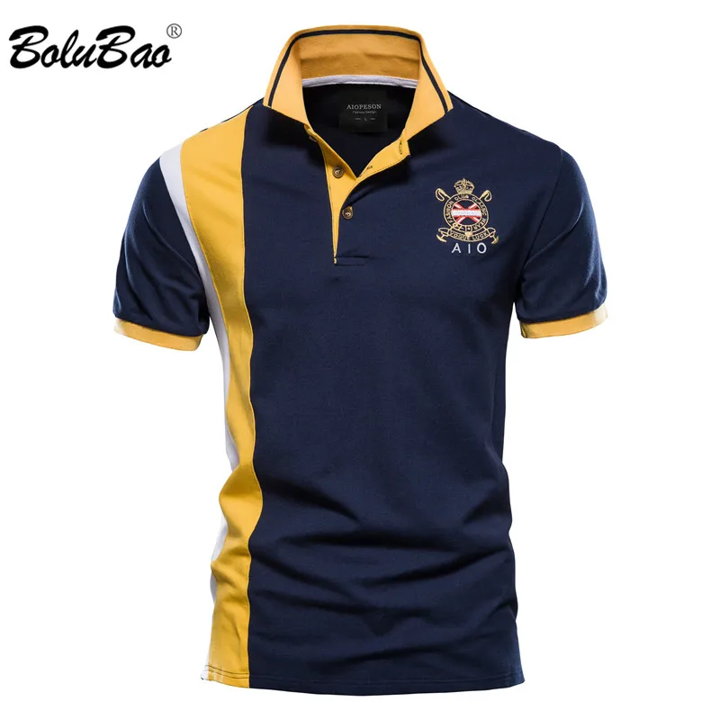 

BOLUBAO Cotton Badge Embroidery Polo Shirt for Men Short-sleeved Quality Summer Brand Patchwork Men's Polos