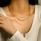 3-слойное ожерелье-цепочка в форме змеи для женщин, укладка, ювелирные изделия, позолоченная нержавеющая сталь 14K, массивное ожерелье