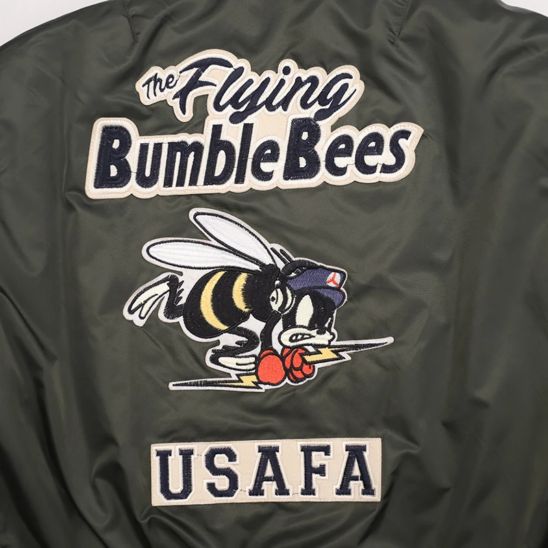 2021 USAFA WW2 Flying Bumble Bees Patch Embroidered Bomber Jacket Men Air Force Pilot Flight Winter Coat Warm Padded Outwear | Мужская