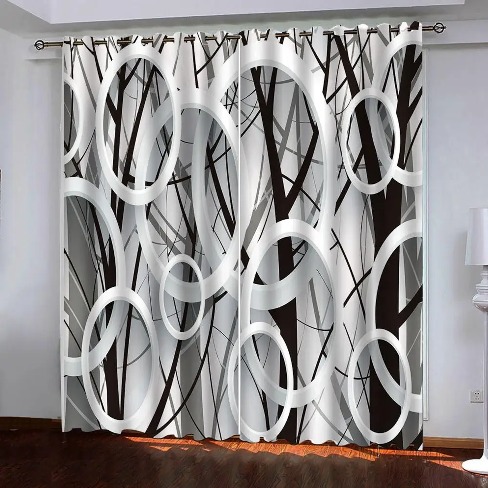 

Custom Stylish 3D Blackout Curtains stereo circle pattern Curtains For Bedroom Living Room bathroom Curtain Decoration