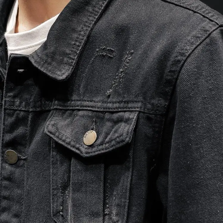 

M-5XL Jean Jacket Men's Windbreaker Coats Denim Bomber Jacket Men Black Outerwear Streetwear Casual New