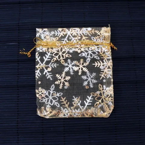 50 шт./лот 9x12 см Сумка из органзы снежинки звезды Свадебные Рождественские подарочные пакеты конфеты ювелирные изделия золотые/красные/белые 3 шт.