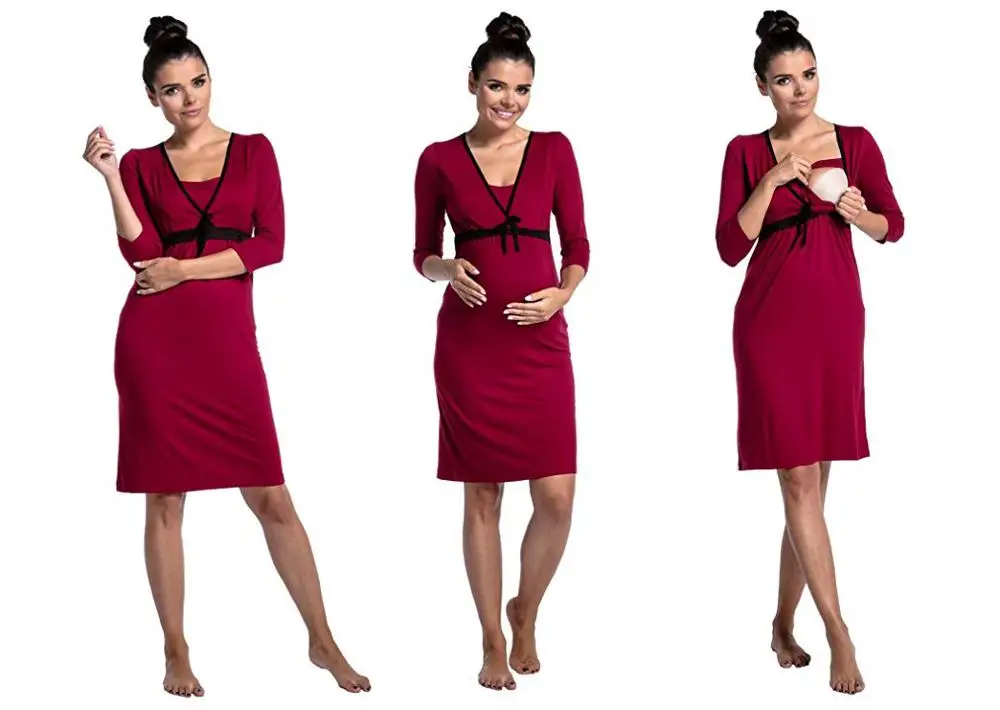 Летнее модное кружевное осеннее женское платье для беременных пеньюар