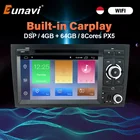 Автомагнитола Eunavi, 2 Din, Android 10, DVD-плеер для Audi A4 S4 2002-2008, мультимедиа, видео, аудио, 7-дюймовый экран, навигация, GPS, 2Din радио