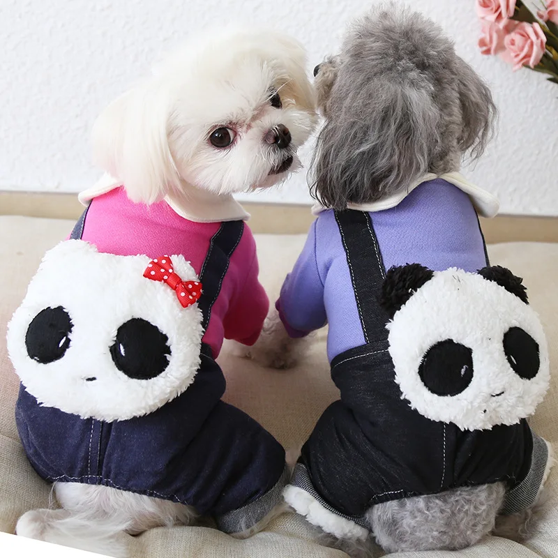 Зимняя одежда для собак четырёхфутовый питомец панда парное пальто платье
