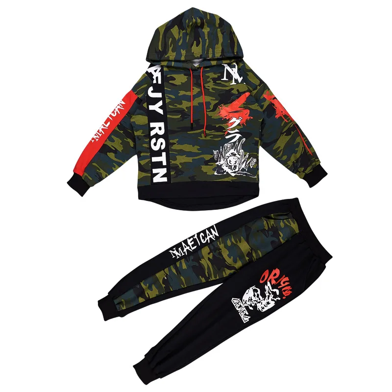 

2 Pieces sets Children Autumn boys girls hip hop suit Hoodies + Haren Pants Dance outfits vetement garcon