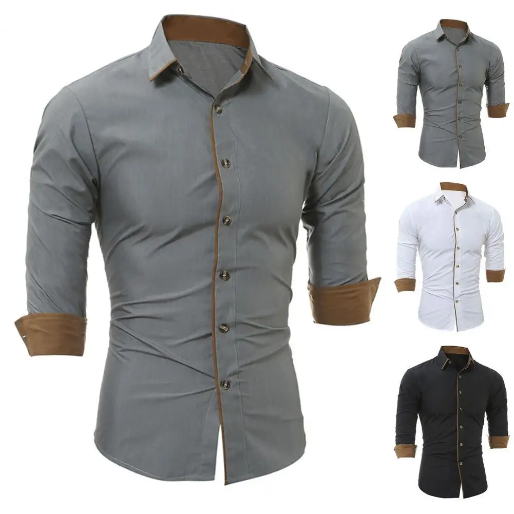 

Рубашка мужская однобортная на пуговицах, Классическая Повседневная офисная сорочка, деловой стиль