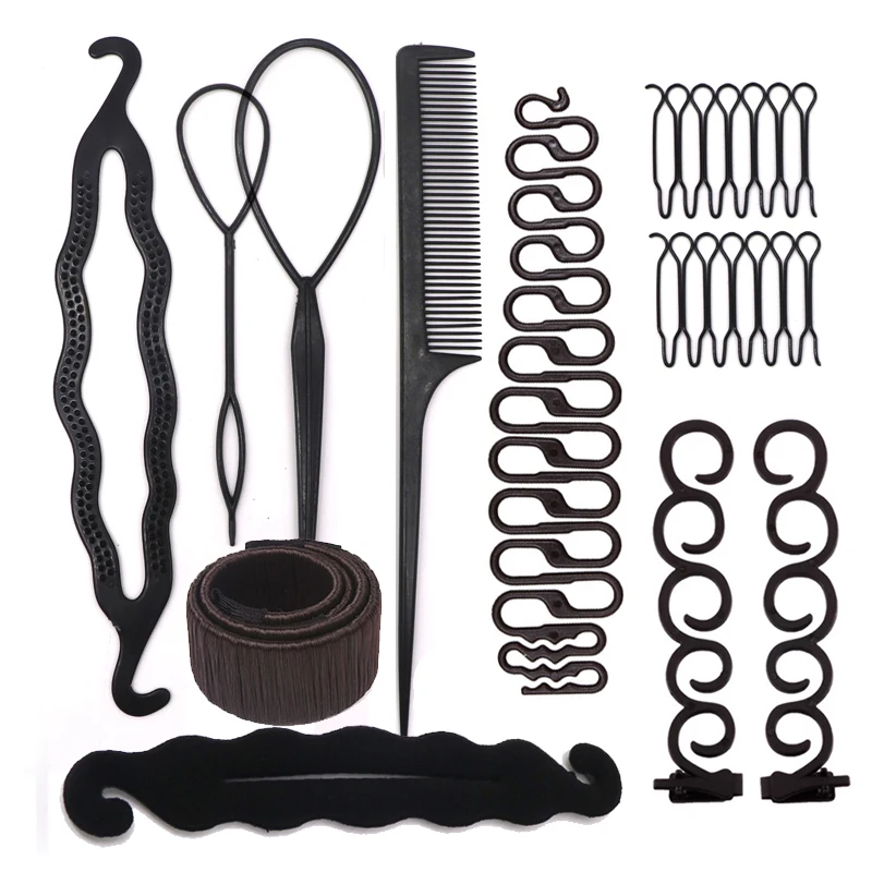 

Elastic Hair Bands Rubber Ropes Ties Gum Styling Hair Accessories for Women Girls Hairstyle Donut Bun Makers Braiding Tools