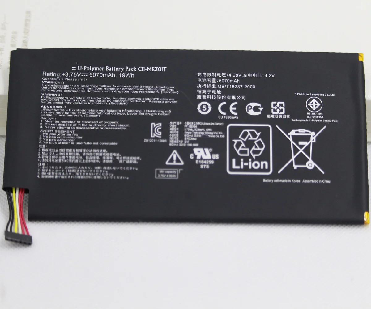 

ISUNOO Original Quality 5070mAh 3.75V Tablet Battery for ASUS Memo Pad Smart K001 10.1" Tablet C11-ME301T /ME301T battery