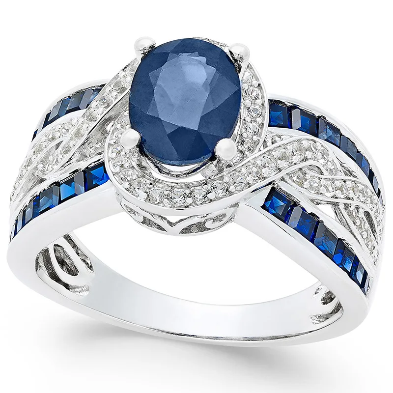 

Exquisite Retro Hollow Out Twist Engagement Rings For Women Brilliant Blue Zircon Stone Inlay Wedding Banquet Jewelry Gift Ring