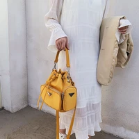 retro womens bag 2021 new fashion brand luxury simple drawstring leisure shoulder messenger bucket bag handbag oxford cloth