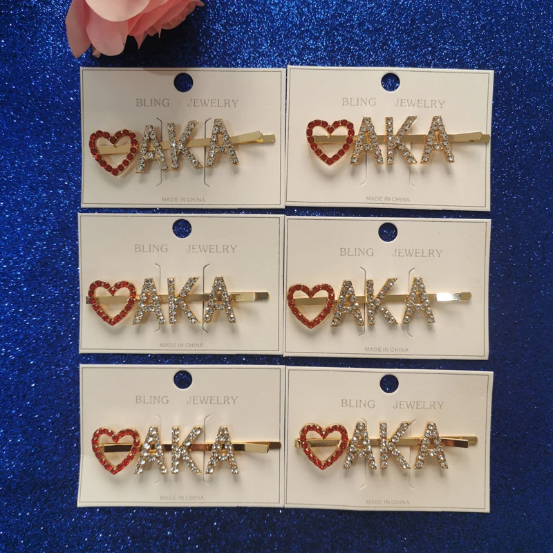 2020 новый дизайн индивидуальные греческие буквы AKA заколки для волос золотого