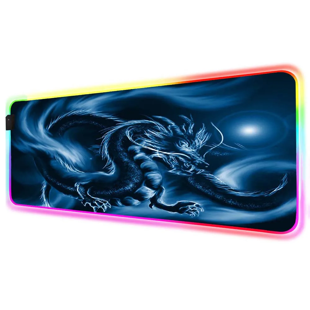 

Gaming Mouse Pad RGB Simple Dragon Pattern Mouse Pad LED Lock Will Light Up Home Essential Keyboard Pad Gaming Accessories Desk