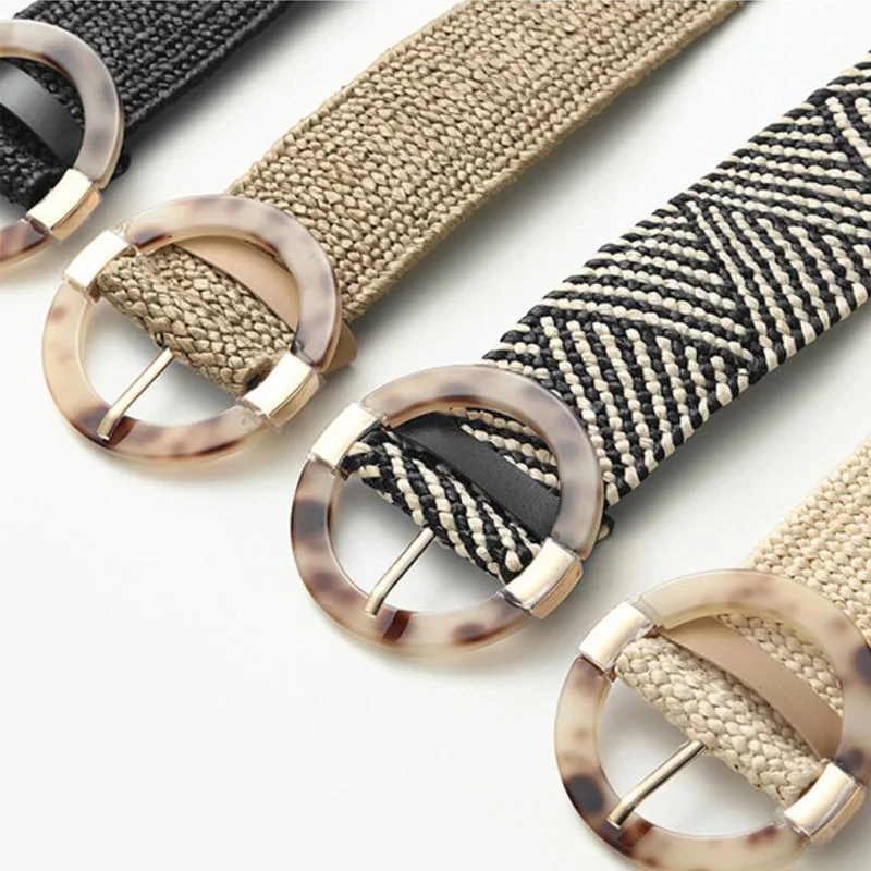 

Kemeiqi Round belt buckle all-match ladies belt belt fashiondecorative dress multi-color fashionweaving elementsluxury ladiebelt