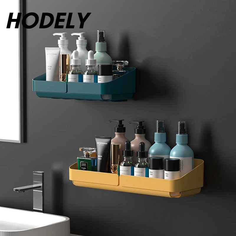 

HODELY Wall Mounted Bathroom Shelf Rectangle Storage Rack Storage Shower Hanging Basket Kitchen Organizer Bathroom Accessories