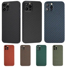 Real Carbon Fiber Phone Case For iPhone 12 11 Pro Max Ultra Thin Anti-fall Aramid Fiber Hard Cover For iPhone XS MAX XR X Shell