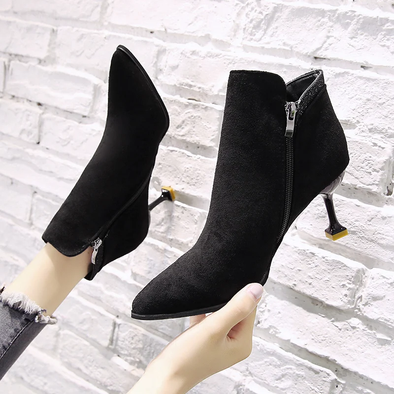 Женские ботинки коллекция 2019 года женские ботильоны обувь с острым носком