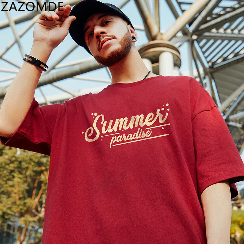 

ZAZOMDE 2021 T shirt Mens Hip Hop Printing Men's Tees Cotton Harajuku Style Casual Loose Short Sleeve Summer Streetwear