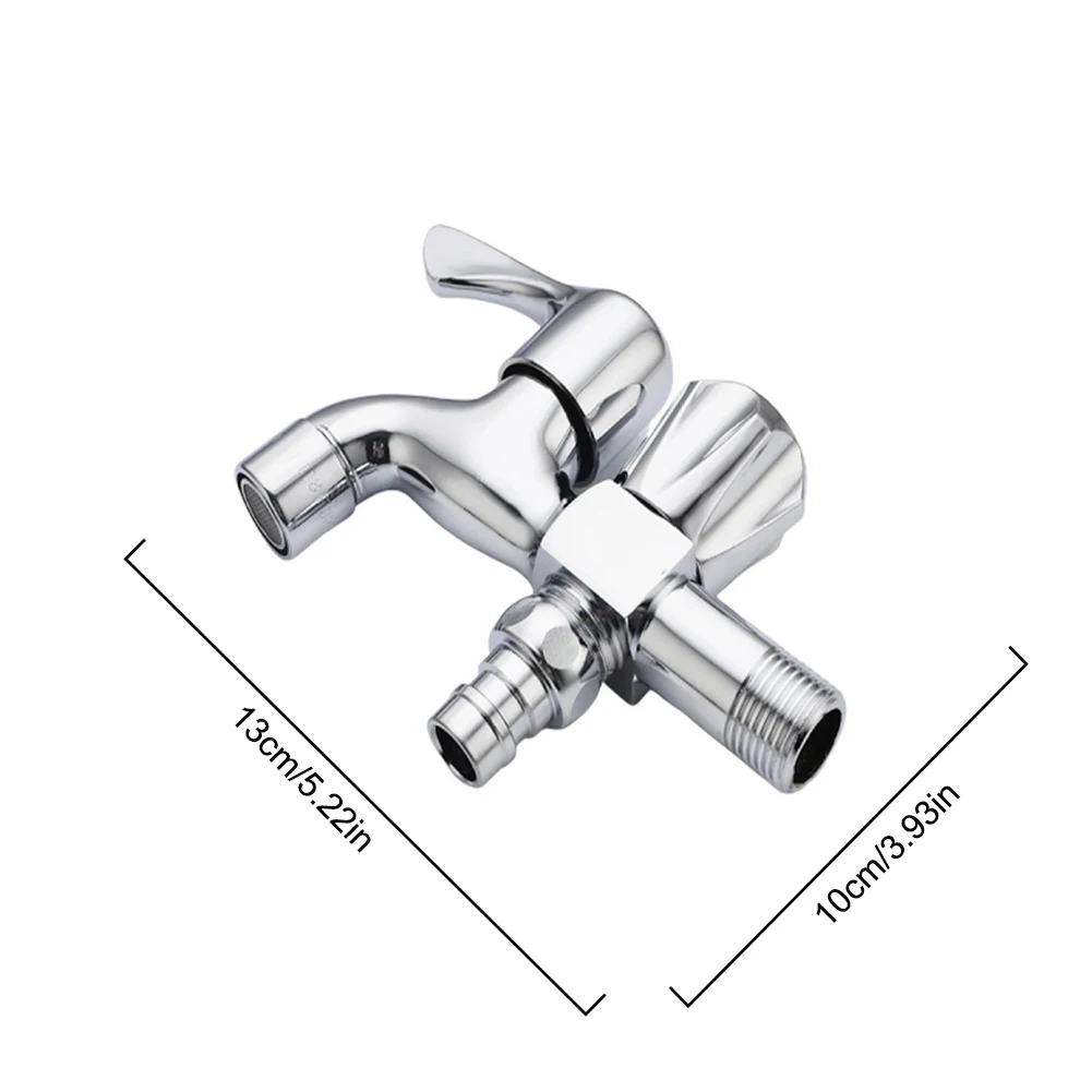 

Faucet Wall Mounted 1 in 2 out Dual Handles Bathroom Water Tap Washing Machine Mop Pond Faucet