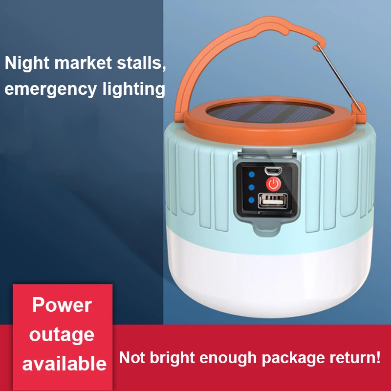 

Solar LED Camping Light USB Rechargeable Bulb Portable Emergency Night Market Light Outdoor Camping Home Tent Lamp