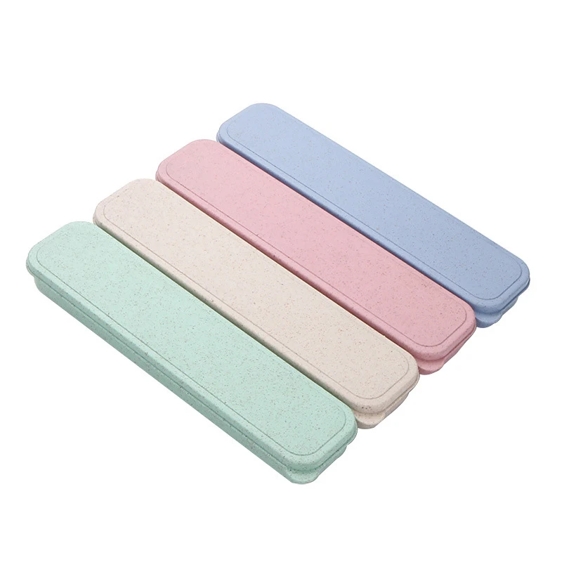 

Portable Wheat Straw Cutlery Camping Picnic Box Dishware Kitchen Utensils Case Travel Stationery Eco-friendly Office Supplies