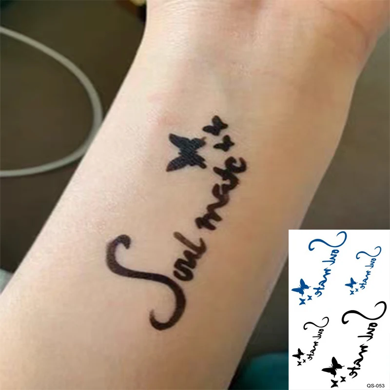 Водостойкие временные тату-наклейки с надписью на английском языке