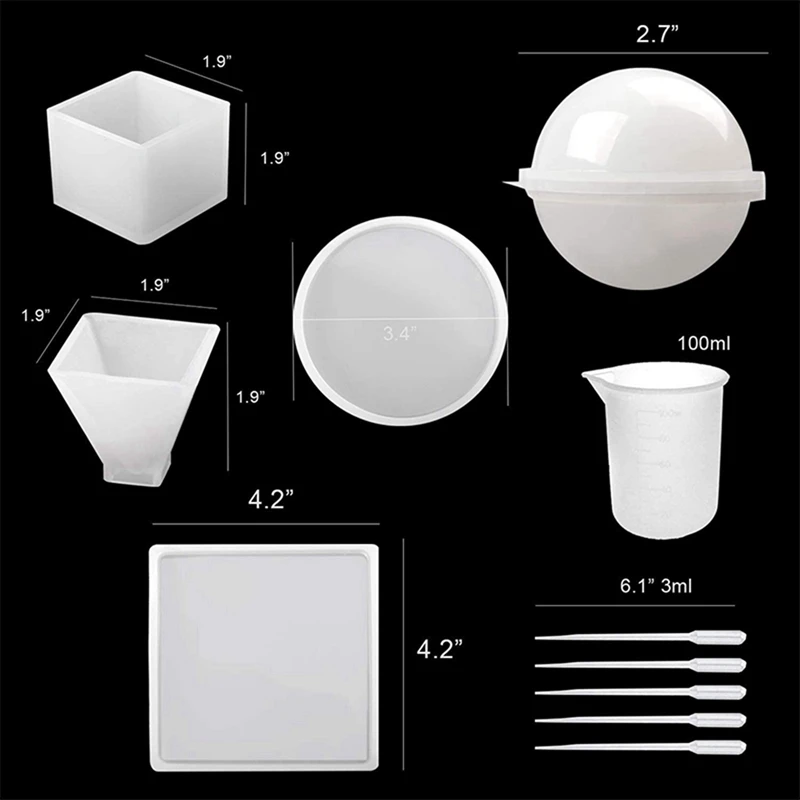 

Silicone Resin Molds 5Pcs Resin Casting Molds with Epoxy Resin Molds with Heart Shape 9-Slot Epoxy Molds