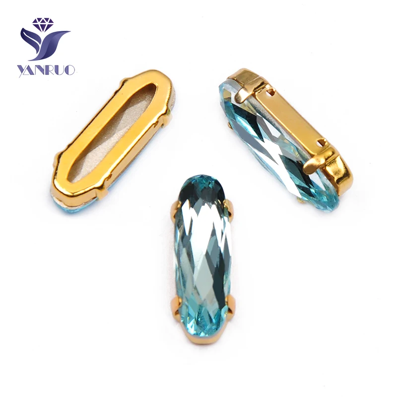 Aquamarine YANRUO 4161, удлиненные Стразы для багета, хрустальные причудливые камни с когтями, K9 точечные Стразы для рукоделия - Цвет: Aquamarine