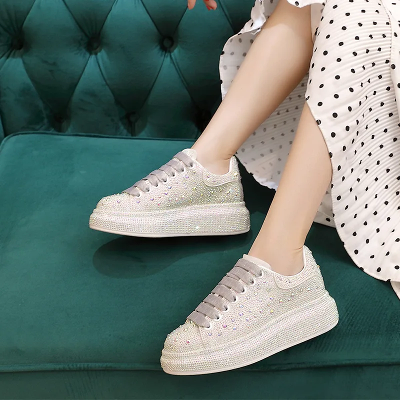 

Womens Glitter Shoes with Platform Trainers Women Shoes Platform Sneakers Zapato Casual Mujer New Lace Up Women's Sports Shoes