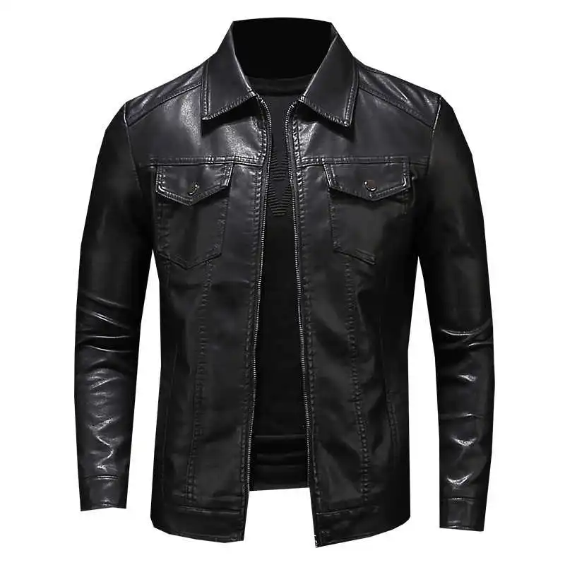 

New Autumn Men's PU Leather Jacket For Men Fashion Chaquetas En Cuero Casaco Masculino Casual Coat Male multi-pocket Clothing