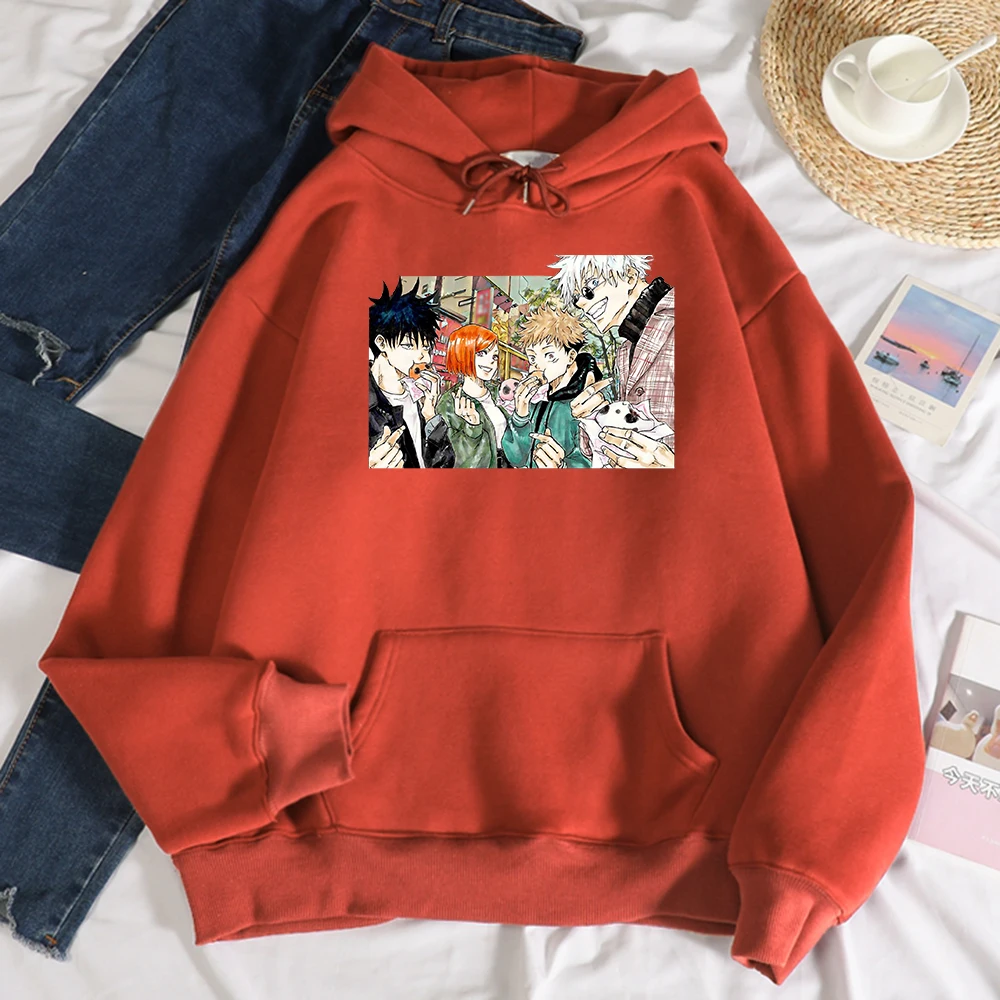 

Jujutsu Kaisen Team Gojo Satoru Printed Hoody Women Hip Hop Soft Sweatshirt Autumn Warm Hooded Harajuku Loose Men Sportswears